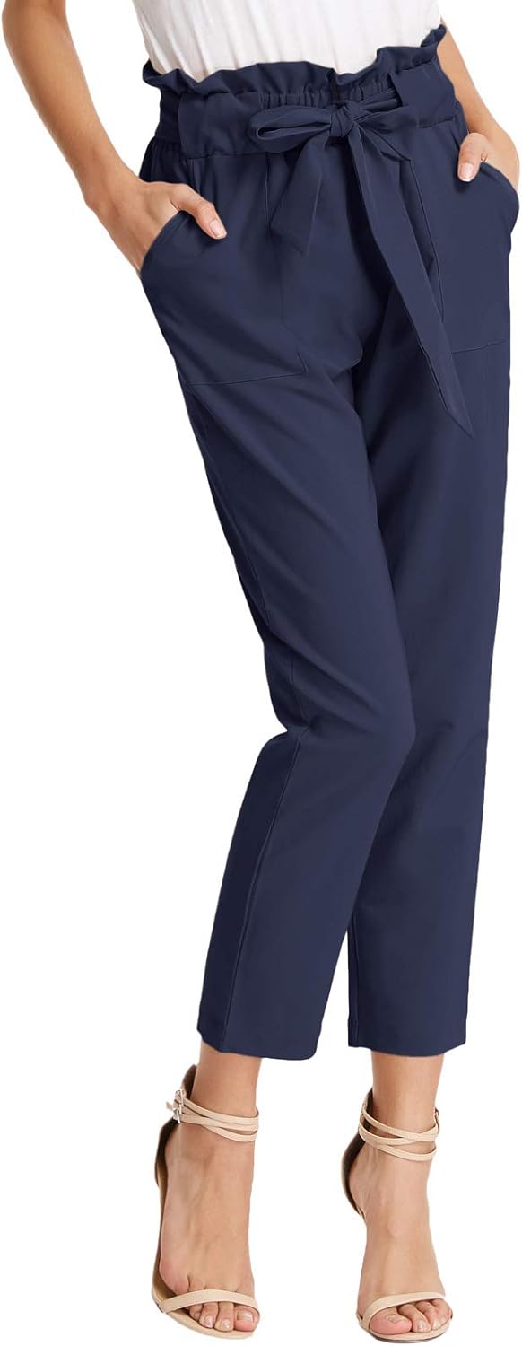 Stylish Women's Paper Bag Waist Pants for Casual Office Wear