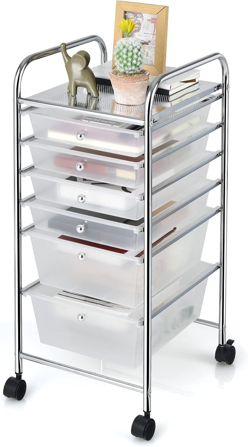 Giantex 6 Drawer Rolling Storage Cart for Home and Office Use