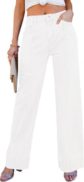 Wide Leg Jeans for Women High Waist Front Seam - Flattering Stretch