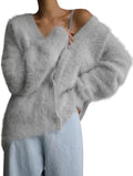 Yimoon Womens Fuzzy Cardigan Sweater V Neck Button Down - Cozy Knit