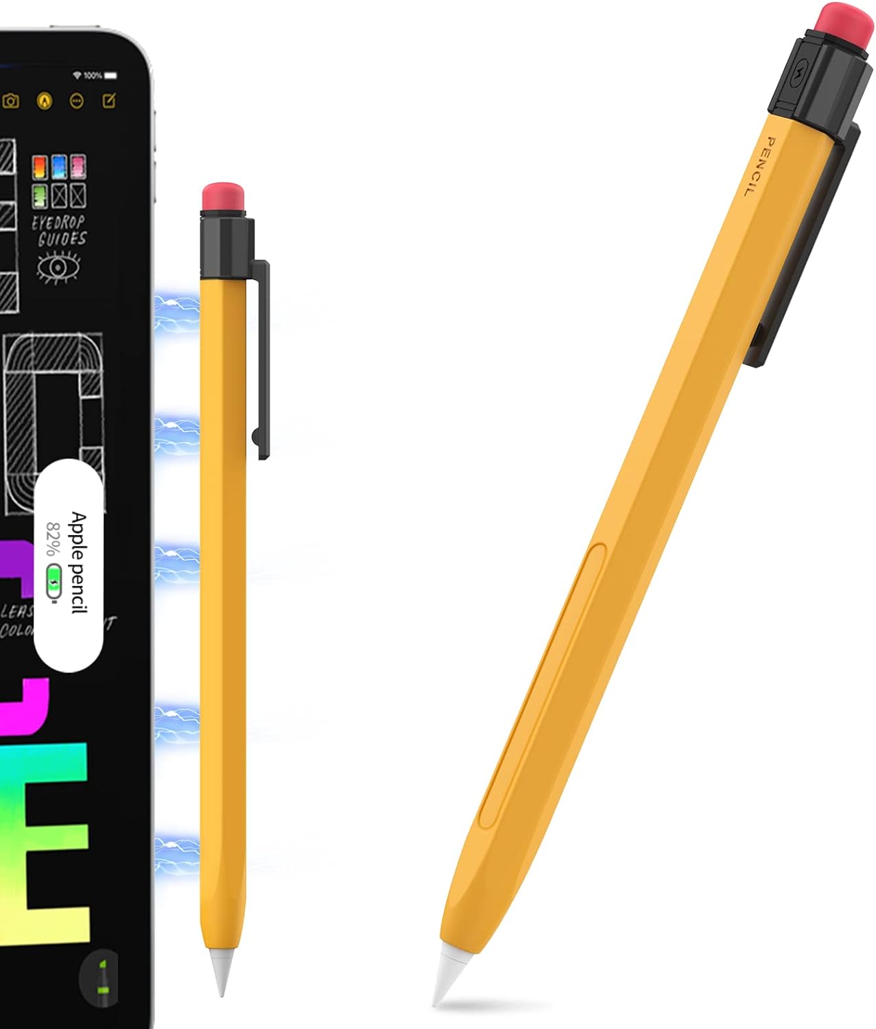 Silicone Apple Pencil Grip Skin with Sturdy Clip - TRONWIN