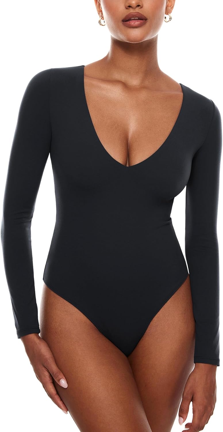 INLYRIC Women's Natrelax V Neck Long Sleeve Bodysuit Review