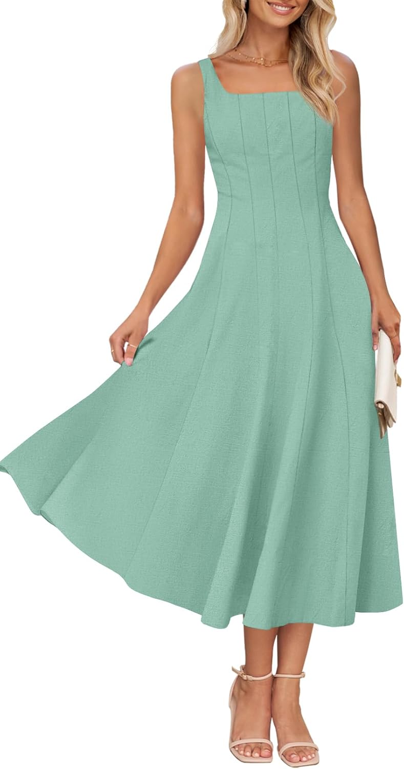 Stylish Summer Sleeveless Midi Dress for Women by MEROKEETY