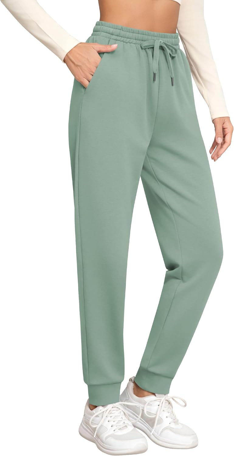 Missufe Women's High Waisted Fleece Baggy Sweatpants for Comfort