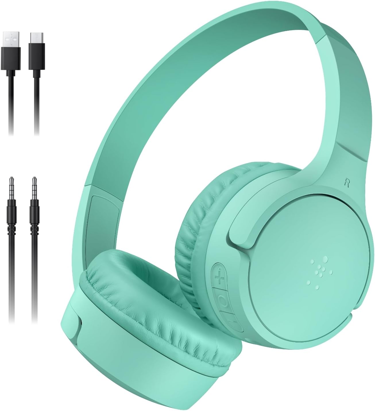 Belkin Kids Bluetooth Headphones - 30H Battery, Safe Volume, Built-in Mic - Mint
