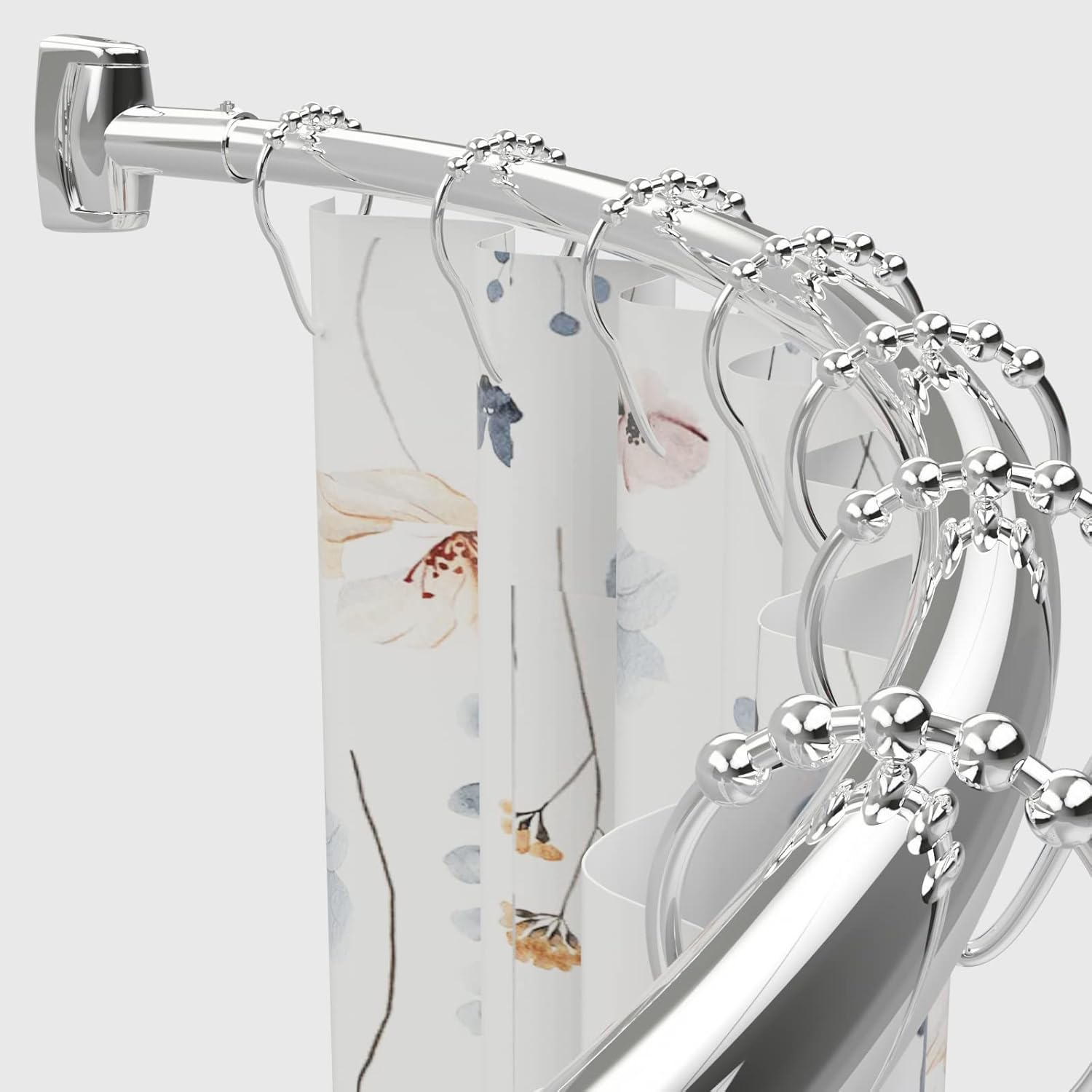 Adjustable Curved Shower Rod for Extra Space and Stability