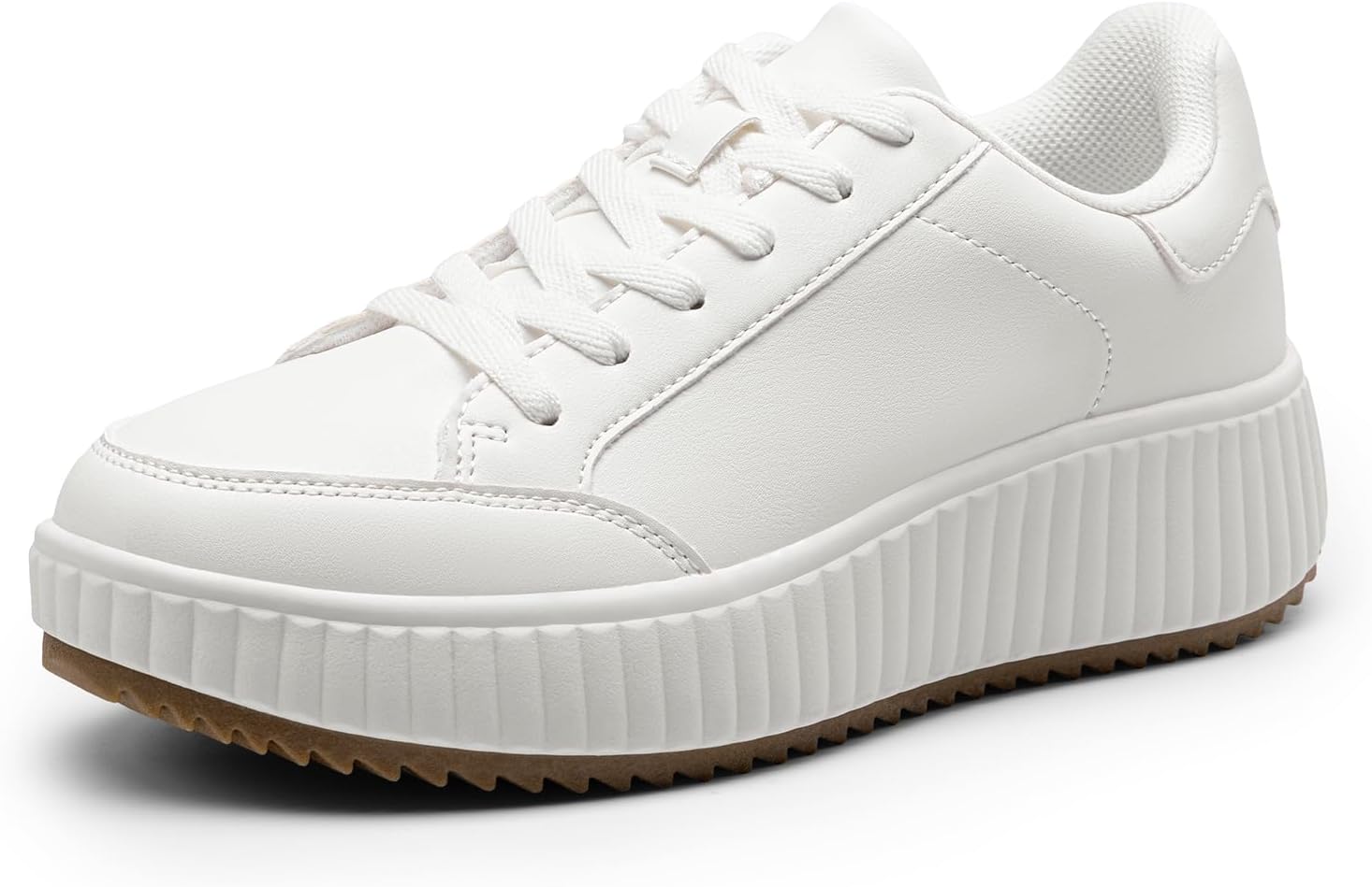 DREAM PAIRS Women Platform Chunky Casual Faux Leather Sneakers