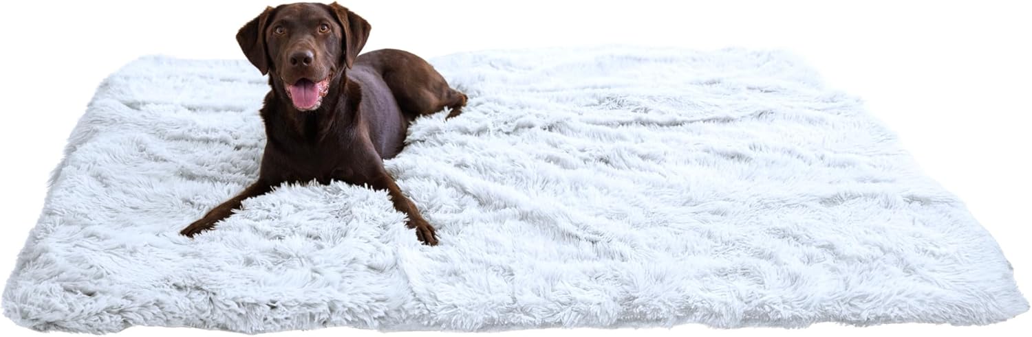 Calming Shag Cat and Dog Blanket with Non-Skid Base, Frost Gray