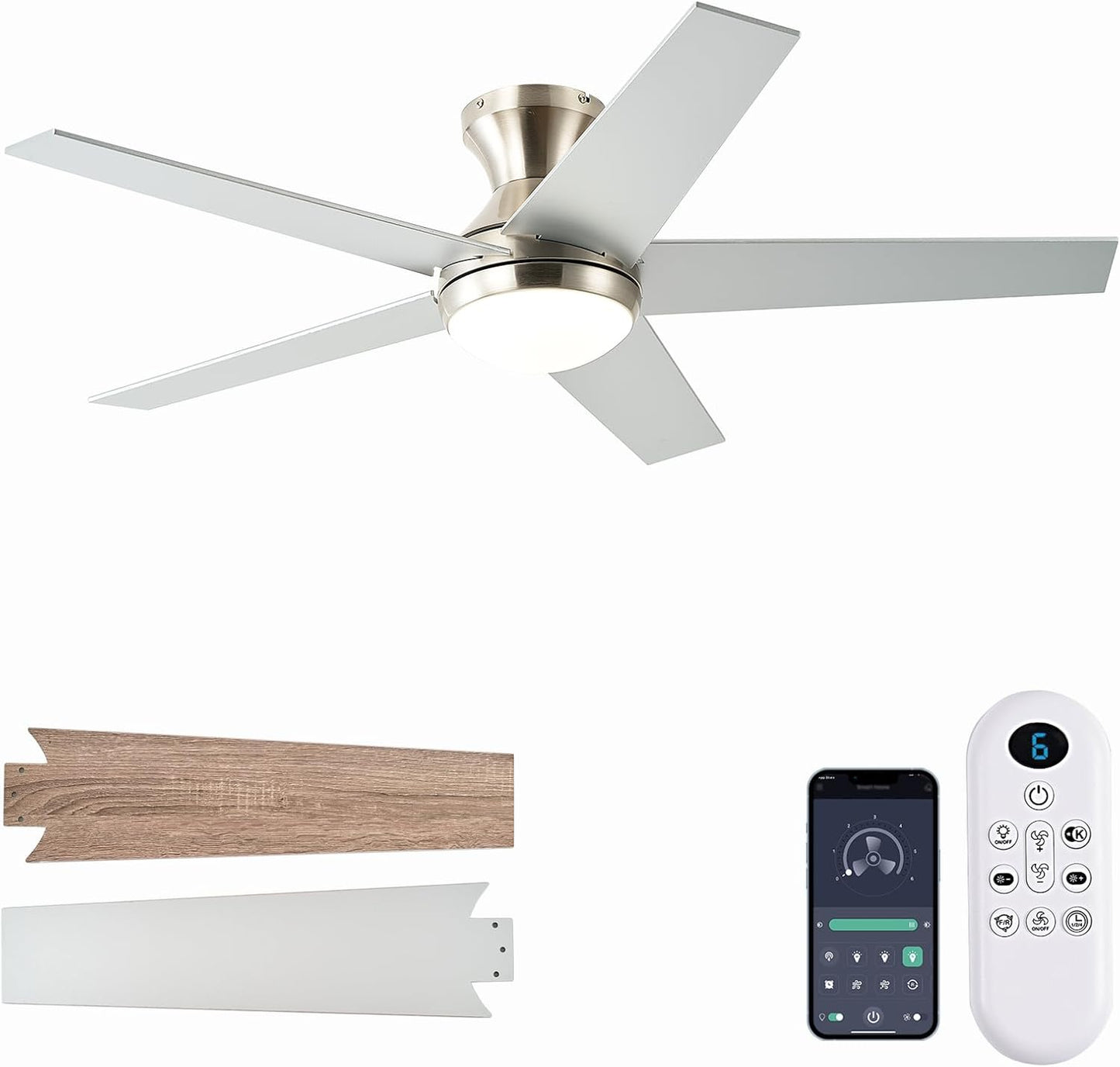 48 inch Low Profile Ceiling Fan with Light and Remote Control