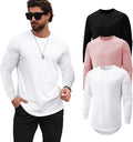 Longline Men's Crewneck Long-Sleeve T-Shirts - 3-Pack Comfort