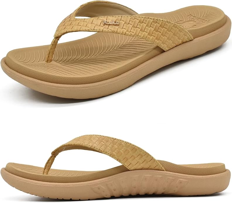 KuaiLu Womens Flip Flops with Arch Support for Summer Comfort