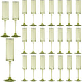 24 Pieces Green Champagne Flutes 6 OZ Straight Sided Wine Glasses Set