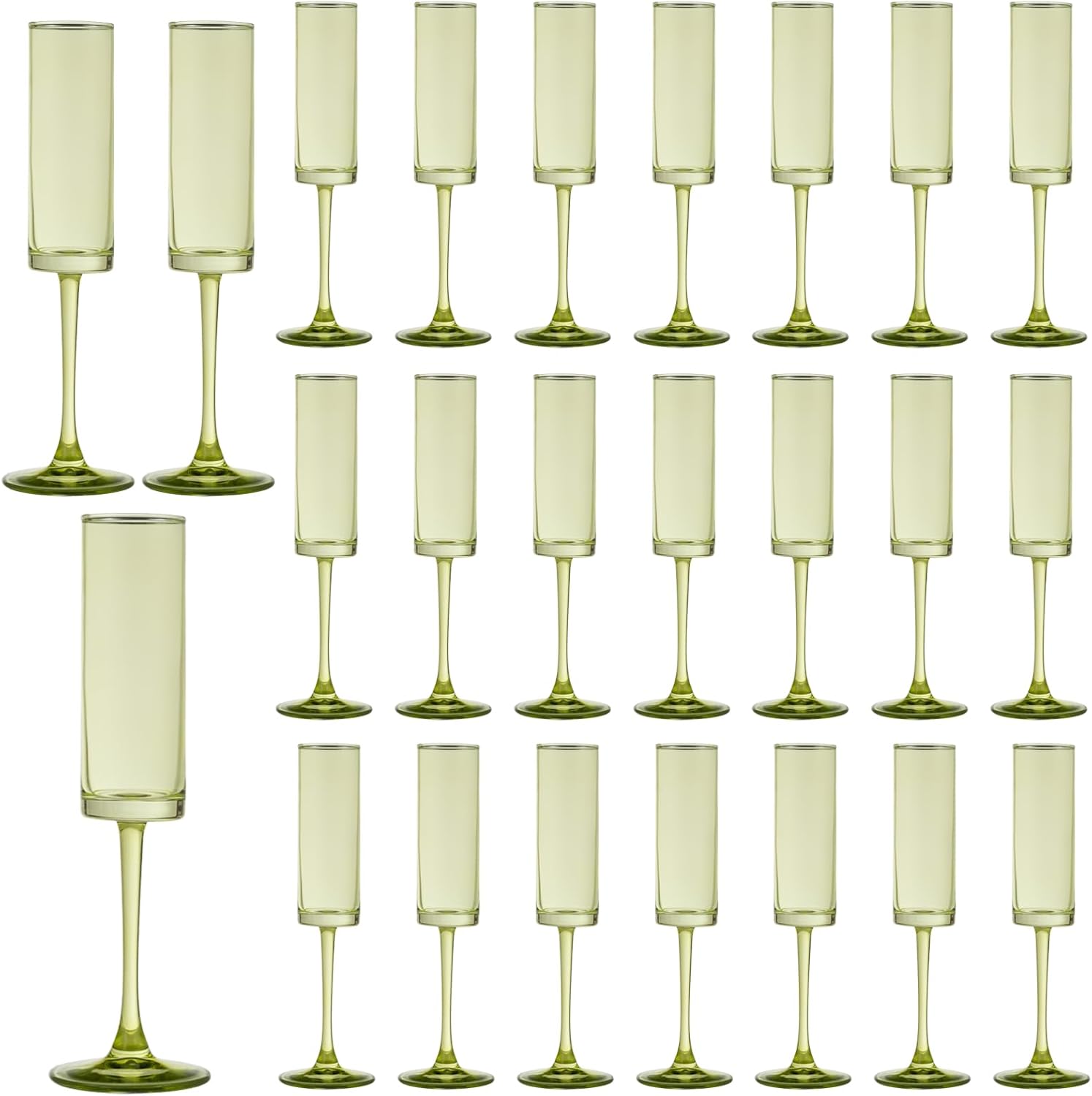 24 Hand Blown Green Champagne Flutes for Every Occasion