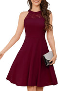 Halter Lace Cocktail Dress Knee Length - Flattering Fit for Parties