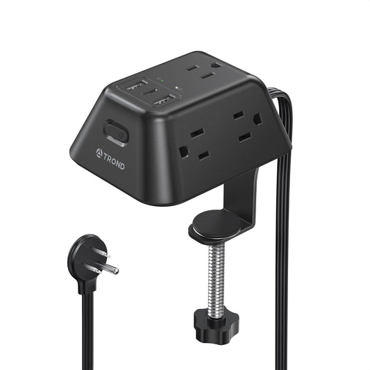 Desk Clamp Power Strip with 5 AC Outlets and 3 USB Ports