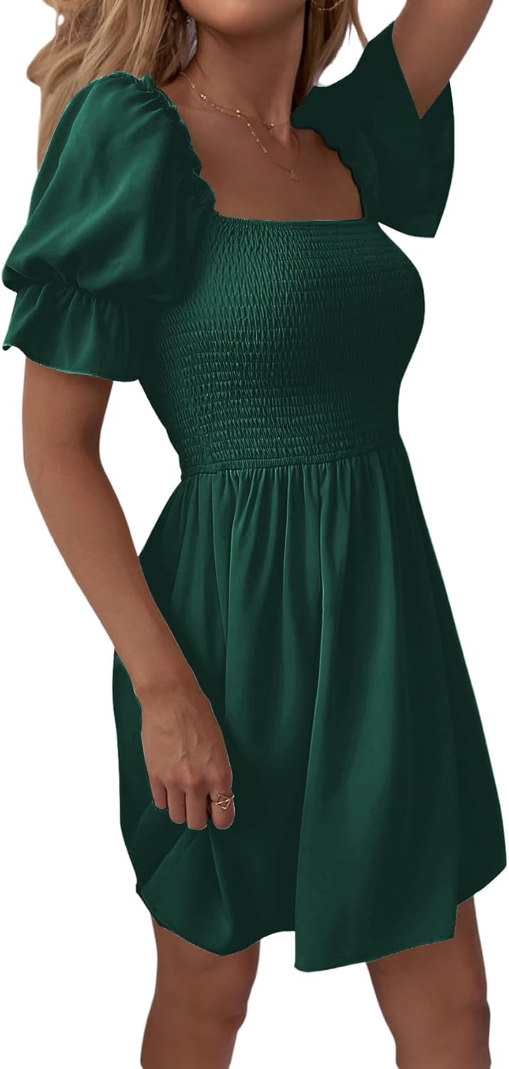 WDIRARA Women's Square Neck Flounce Dress for Every Occasion