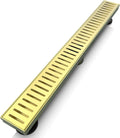 24 in Linear Shower Drain Brushed Gold - SUS304 Removable Grate