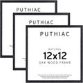12x12 Black Oak Wood Picture Frame - Minimalist Solid Oak 3-Pack