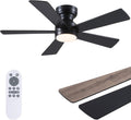 Black Ceiling Fans with Lights 46ft Flush Mount Fan with Remote
