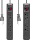 KMC 6-Outlet Surge Protector Power Strip 2-Pack: 1200 Joules, Overload Protection