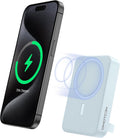 OMOTON 10000mAh Magnetic Fast Charger - iPhone 15 Compatible, LED Display & Stand, Blue