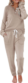 Two Piece Outfits for Women Lounge Sets - Cozy Button (Style 46WY)