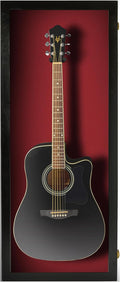 Acrylic Acoustic Guitar Display Case Black with Red Felt - Wall Mount