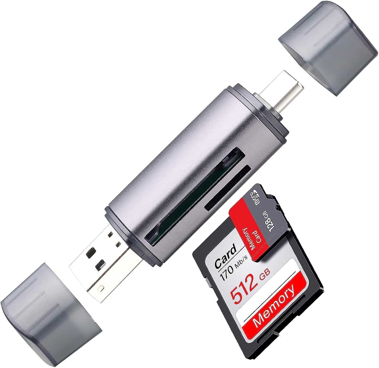 Wansurs 2-in-1 Aluminum SD Card Reader