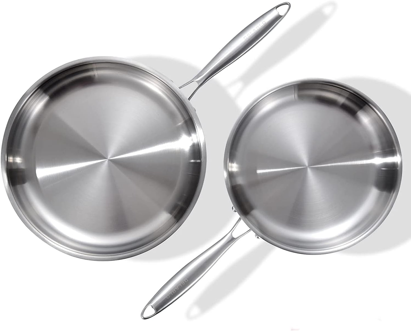 DELARLO Tri-Ply Stainless Steel Pan Set for All Cooktops