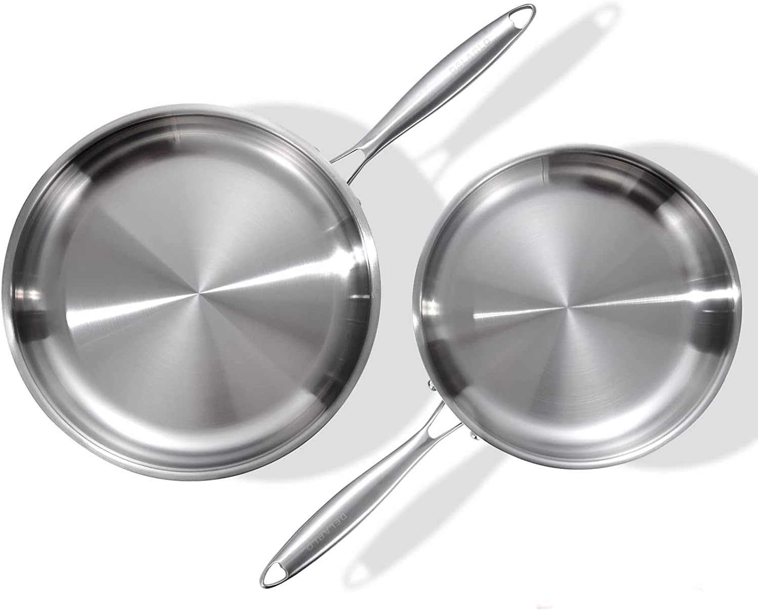DELARLO Tri-Ply Stainless Steel Pan Set for All Cooktops