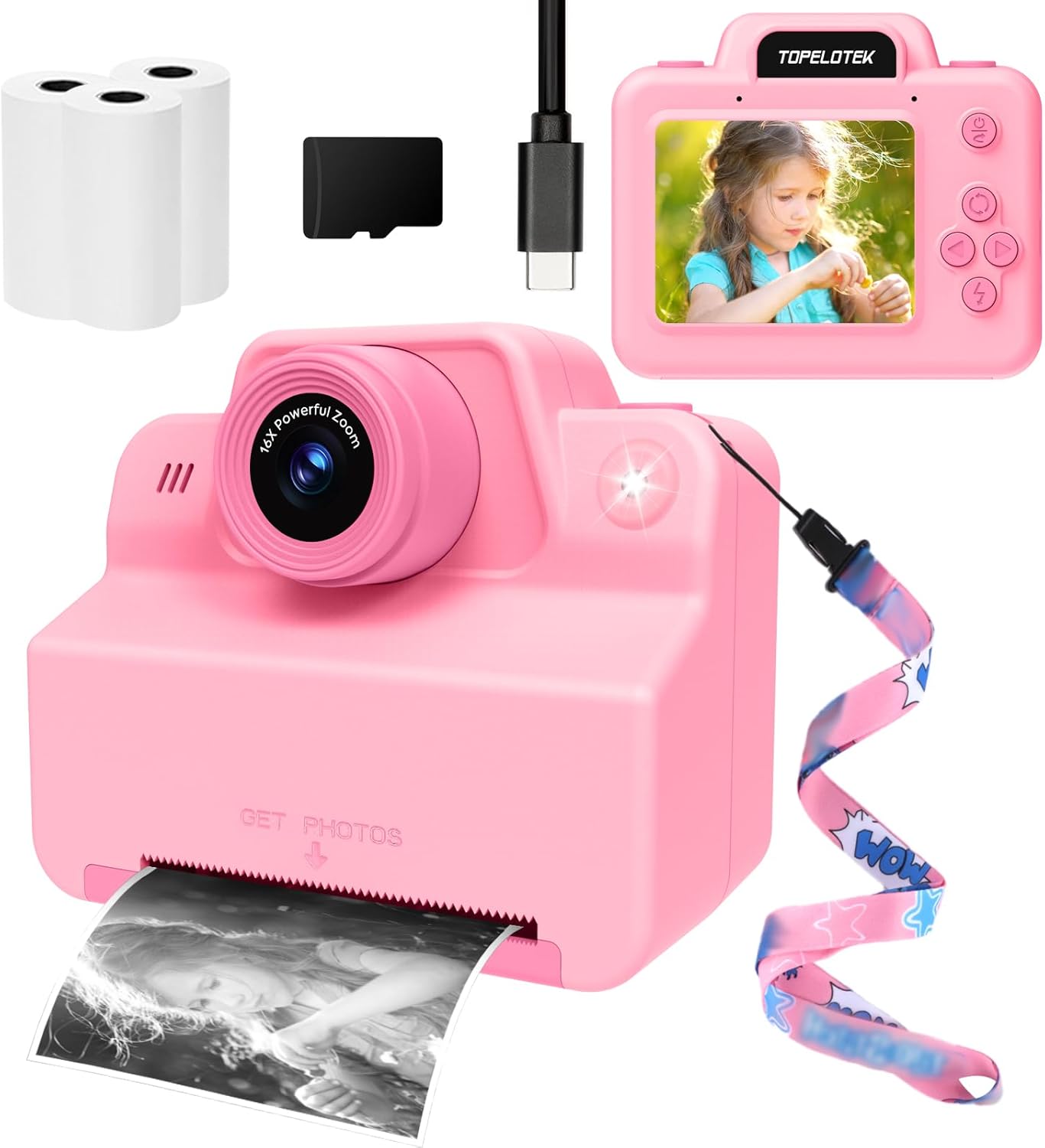 Instant Print Toy Camera for Kids - Pink Fun!