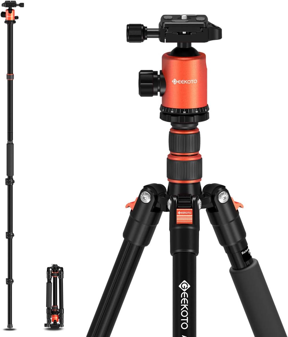 GEEKOTO 77 Tripod for DSLR: Compact Aluminum with 360 Degree Ball Head