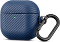 Leather Case for AirPods 4 with Keychain - Carbon Fibre Texture