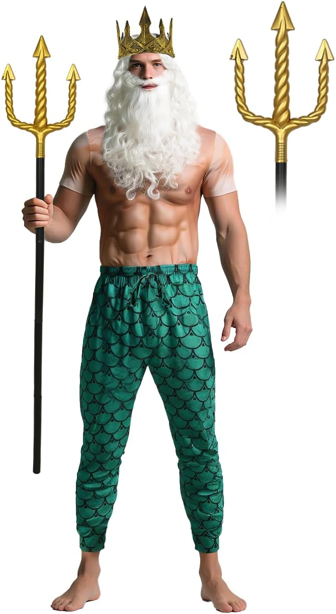 5 Pcs Halloween Poseidon Costumes Set for Ultimate Cosplay Fun