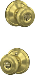 SCHLAGE Georgian Knob Keyed Entry Lock Satin Brass - Classic Durable