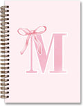 Coquette Preppy Pink Bow Spiral Notebook - Personalized Initial