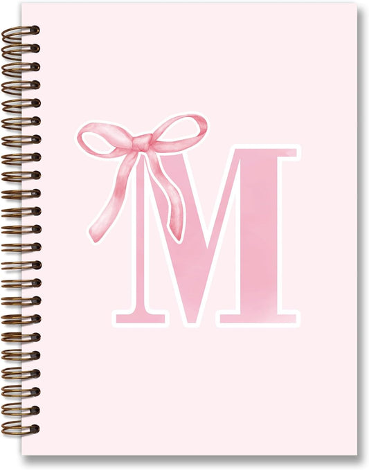Personalized Preppy Pink Bow Spiral Notebook for Teen Girls - Monogrammed & Stylish!