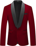 Mens Velvet Blazer Slim Fit Tuxedo Jacket Shawl Collar - Elegant Look
