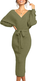 Long Maxi Sweater Dress Women Wrap V Neck Bodycon - Flattering Fit