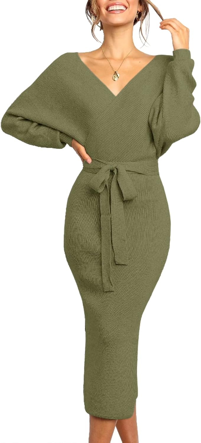 Chang Yun Women's Long Maxi Sweater Dress with Sexy Wrap Style