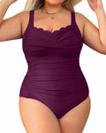 Plus Size One Piece Swimsuit - Tummy Control Full Coverage Jewelry