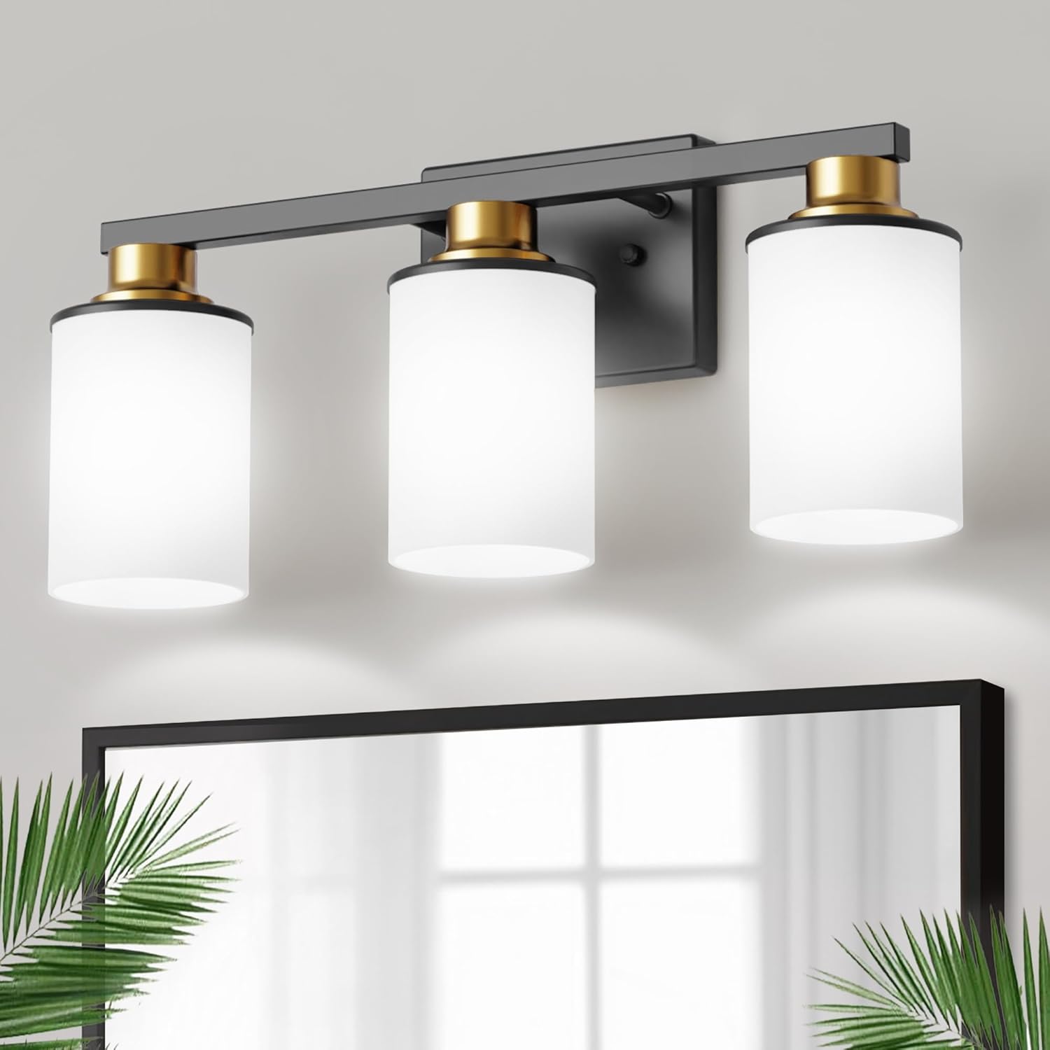 Modern 3-Light Black and Gold Vanity Light Fixture for Home