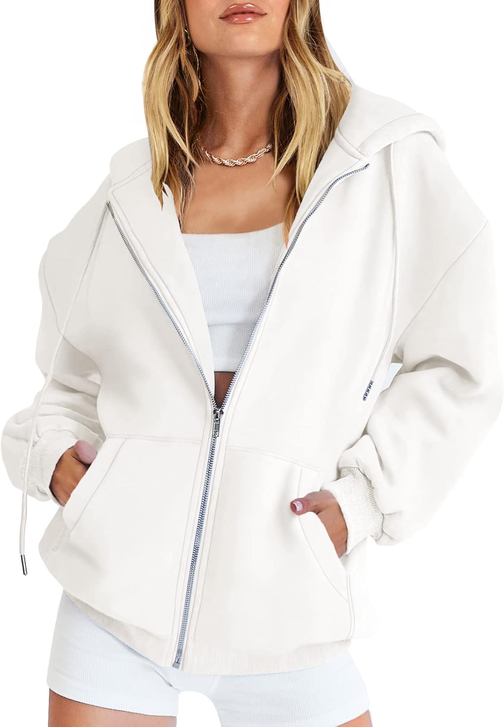 ANRABESS Womens Zip Up Hoodies Long Sleeve Oversized Sweatshirts