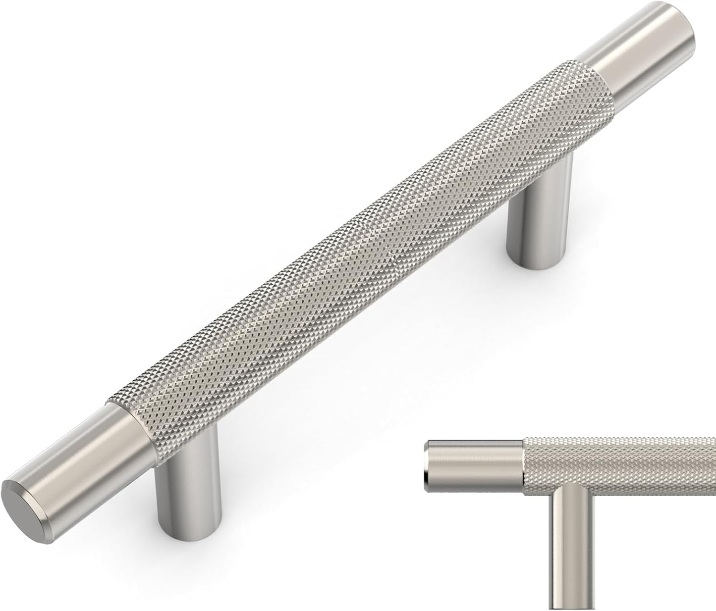 Brushed Satin Nickel Knurled Cabinet Pulls for Kitchen Handles