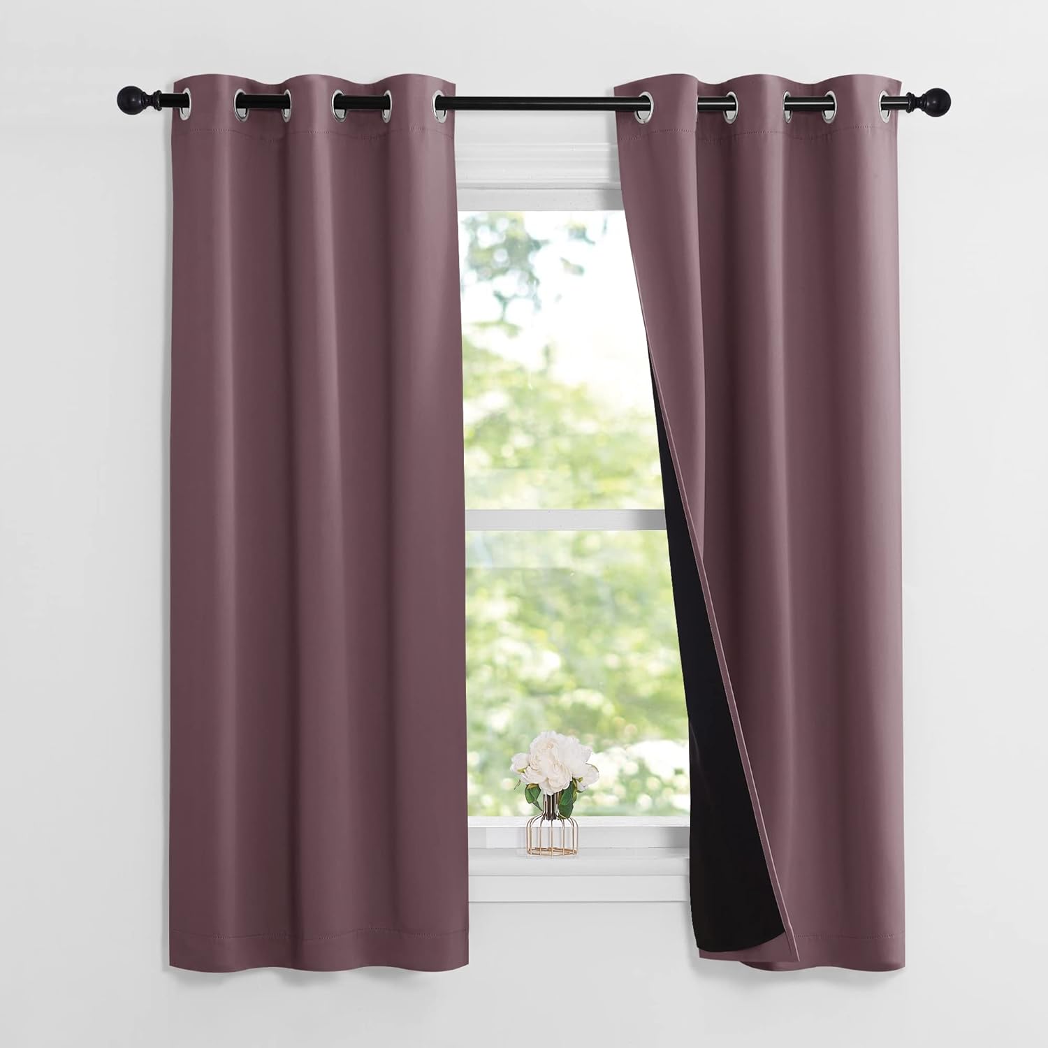 NICETOWN 100% Blackout Lined Curtains for Small Windows
