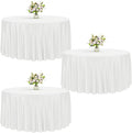 Fixwal 120 in White Round Tablecloth 3 Pack - Durable Polyester Covers
