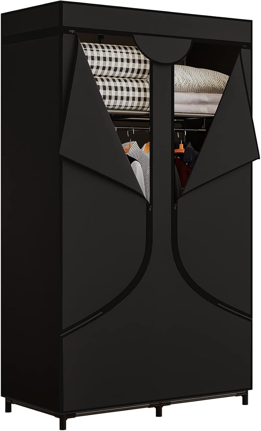 Portable Wardrobe Closet Organizer with Metal Frame and Fabric Cover