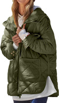 Quilted Puffer Jacket Hooded Long Sleeve Zip Up - Warm Lightweight is