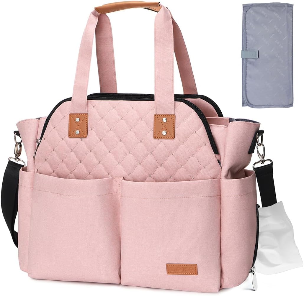 Lekebaby Diaper Bag Tote: Stylish, Large, and Waterproof Design