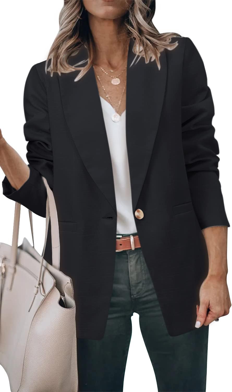 Women's Casual Lightweight Blazer Jacket for Daily and Work Wear